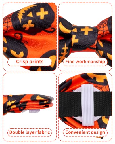 5 Pack Halloween Dog Bowties for Small Dogs Slide on Collar (S/M)