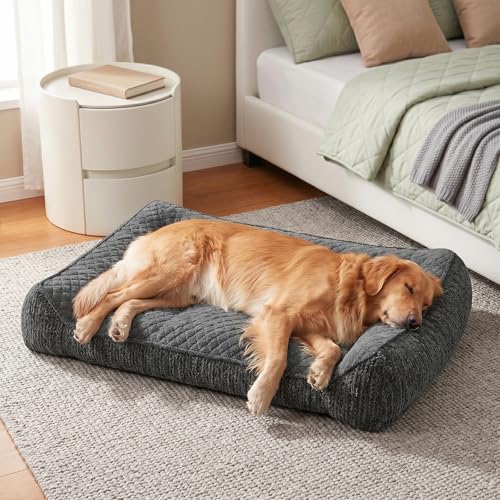 XL Orthopedic Dog Beds Large Sized Dog (L Plus(38"L x 28"W x 8"Th) / Grey)