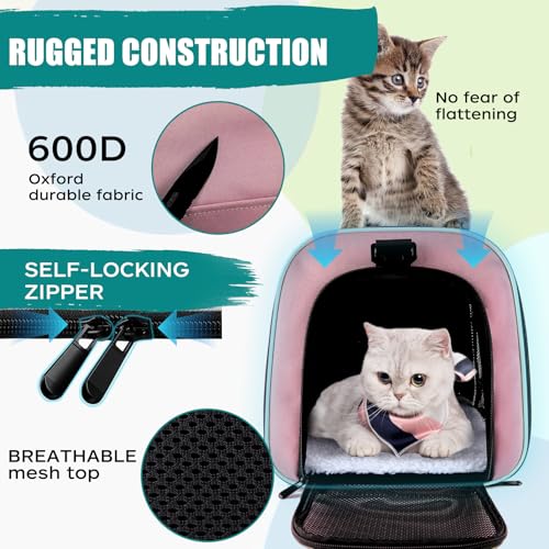 Dog Cat Carrier Pet Carriers for Small Medium Large Cats Dogs Carrier Soft Sided Small Puppy Carrier Purse 15 lbs Portable Foldable Airline Approved Dog Cat Travel Carrier Pink 18x11x11 (18.0"L x 11.0"W x 11.0"H / Pink)