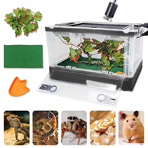 Portable Foldable Terrarium Kit with Wheels for Reptiles Medium (Black)