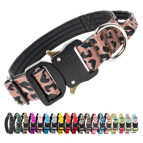 Tactical Dog Collar (Leopard Print / M: Neck 14.5" to 18")