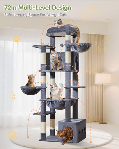72 in Cat Tree (Smoke Gray)