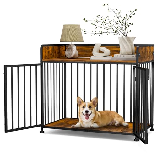 Furniture Style Dog Crate (Rustic Brown & Black)