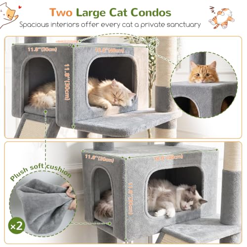 79in Heavy Duty Cat Tree for Large Cats (Light Grey / 79 inch)
