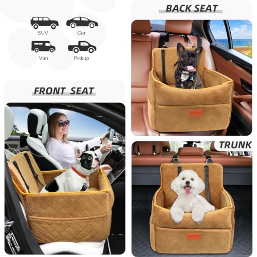 Dog Car Seat for Small Medium Dogs (Coffee)