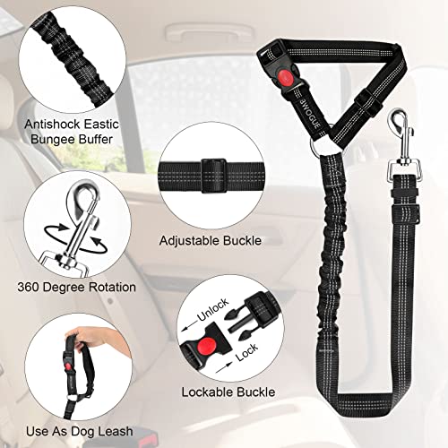 2 Pack Dog Seat Belt for Car (Black)