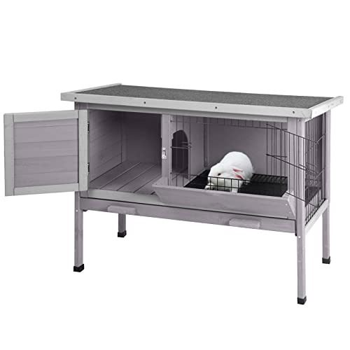 Rabbit Hutch Indoor Rabbit Cage with Metal Wire Pan (35.8"L x 18.1"W x 28.0"H)