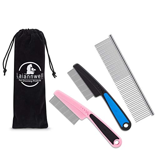 Cat Combs Pet Comb Laiannwell Professional Grooming Comb for Dog (Flea Combs)
