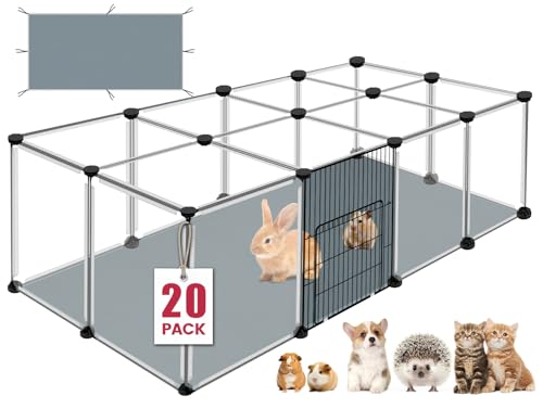 20 Panels Small Animals Playpen (20 Panels- 48"L x 24"W x 16"H / Transparent)
