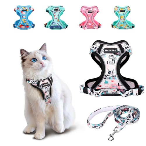 Cat Harness and Leash Set[MAX Safety 4th (H603 Pro Inky Meowy / Small (7-12lb))