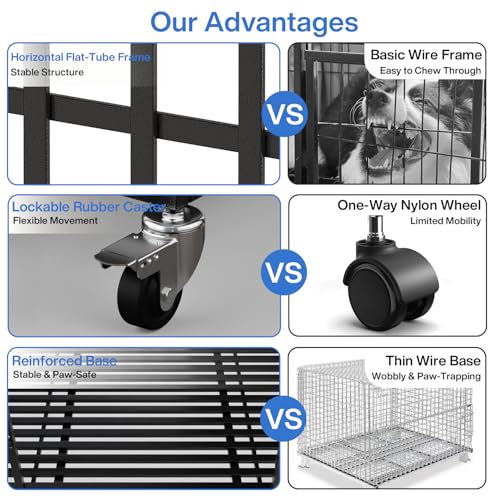 48 Inch Heavy Duty Dog Crate for Large Dogs (47.2"L x 28.4"W x 30.1"H / Black)