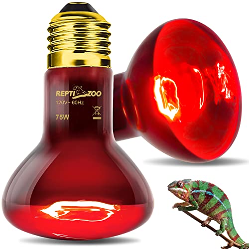 75W Reptile Heat Lamp Bulb 2PCS Infrared Heat Emitter Red Heat Lamp for Reptile Amphibian (Infrared Heat Emitter)