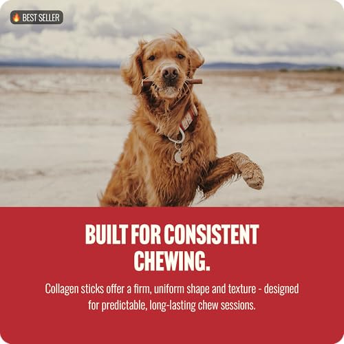 Peanut Butter Flavor Collagen Sticks for Dogs (12" Peanut - 12 Count)