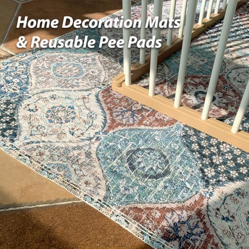 Washable Pee Pads for Dogs (24x48 Inch (Pack of 2) / Dark Red/Multi)