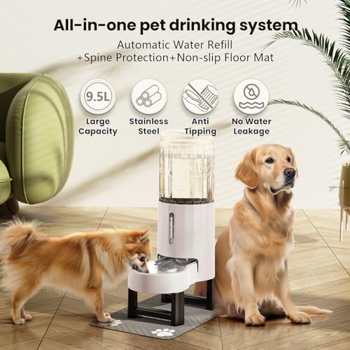 Gravity Dog Water Bowl Dispenser (White / 9.5L+Stand+Mat)
