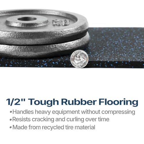 Traxxon by FlooringInc Rubber Gym Flooring Roll (Blue / 300"L x 48"W x 0.5"Th)