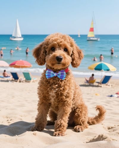 10 Pack Plaid Dog Bowties for Small Dogs Sliding on Collar (S/M)