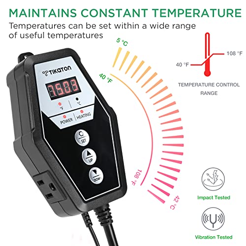 Reptile Heating Pad and Digital Thermostat Combo Set (1 Pack-6" X 8")