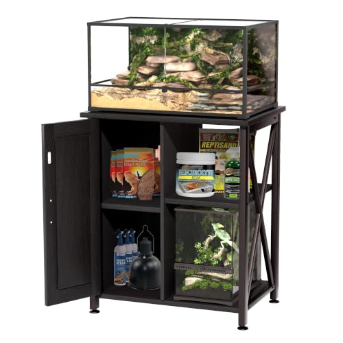 45 67 Gallon Reptile Tank Stand with Power Outlet (24x18"-46-67 Gallon / Black)