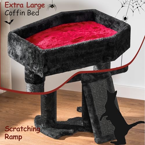 Cat Tree Tower for Indoor Cats (Black with Red)
