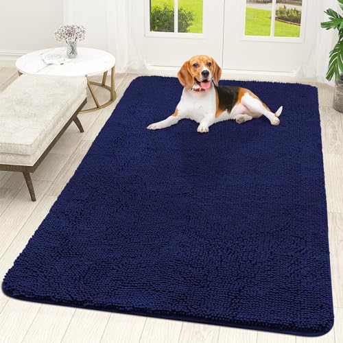 Dog Door Mat for Muddy Paws 70x46 (Navy Blue / 70" X 46")