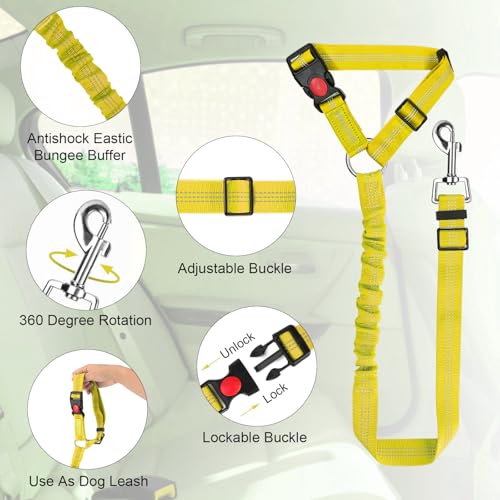 Dog Seat Belt for Car (Yellow)