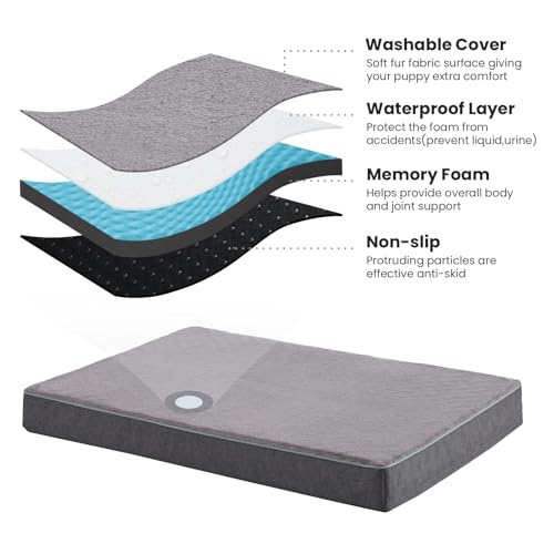 Orthopedic Memory Foam Dog Bed for Large Dogs (Grey / X-Large: 41" x 29" x 4")