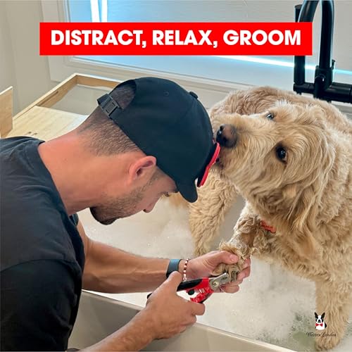 Distract-A-Hat ™ by Warren London - Dog Grooming Distraction Lick Hat for Nail Clipping and Grooming – Adjustable Fit with Adhesive Dog Lick Pad, Spreader & Cleaning Brush Included (One Size Fits All - Hat Only)