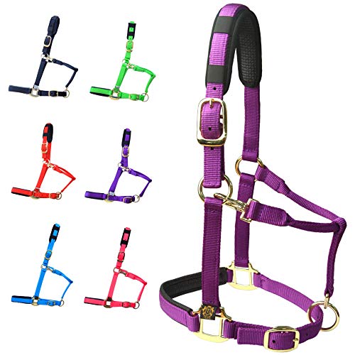 Adjustable Horse Halters by Heavy Duty Soft Nylon (Purple / XS Pony)