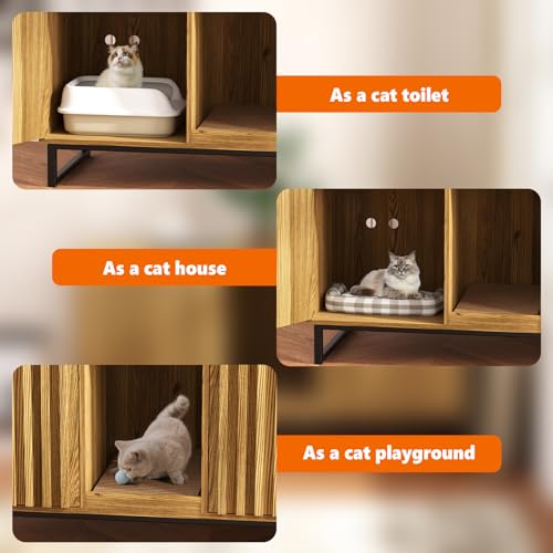 Double Litter Box Enclosure (Natural / 47.6"L x 21.5"W x 26"H)