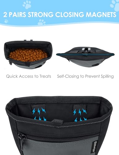 2 Cup Dog Treat Pouch with Training Clicker (C-Black/Gray)
