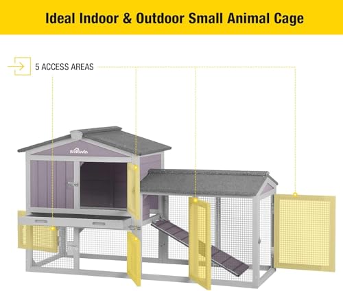 Rabbit Hutch Indoor Bunny Cage Outdoor Chicken Coop Rabbit House Bunny Hutch with Deeper Plastic Tray