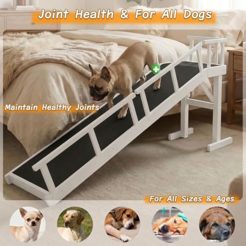 73" Dog Ramp for Bed&Couch (White / 73.2"L x 25"H x 15.7"W)