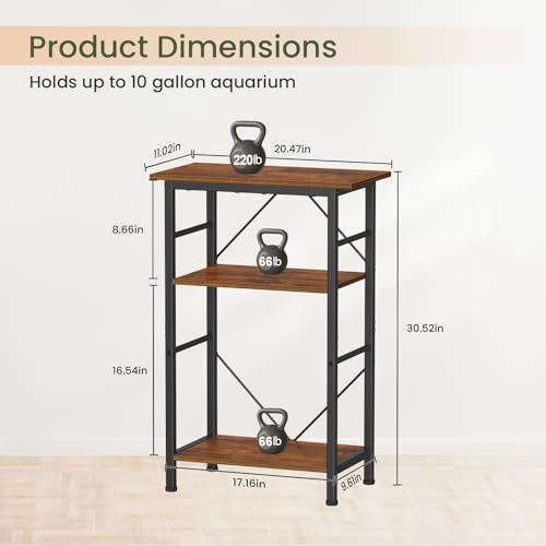 5 10 Gallon Aquarium Stand (Rustic Brown / 10 Gal-3 Tier)