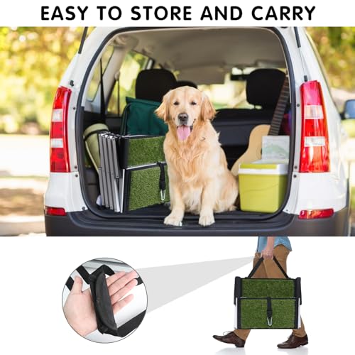 Folding Dog Stairs for Car (Green / 16.9In-4 Steps)