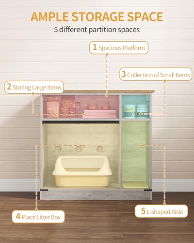 Cat Litter Box Enclosure (Greige / 31.5"L × 18.9"W × 29.5"H)
