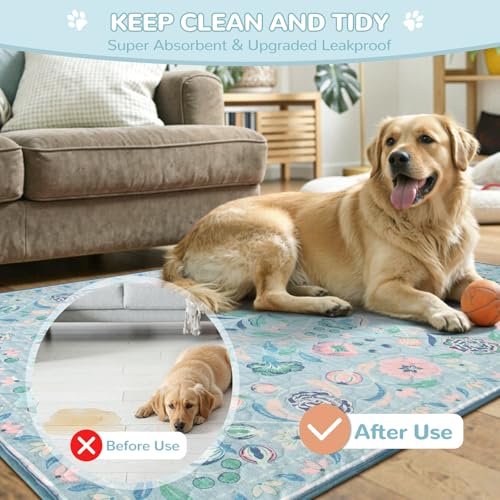 Botanical Washable Reusable Pee Pads for Dogs (Blue-01 / 3FT x 3FT (Pack of 2))