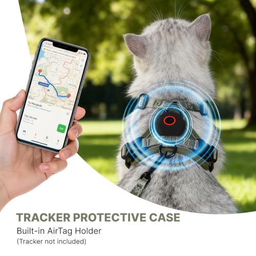 Cat Harness Leash Set with AirTag Holder (Green for Airtag / S)