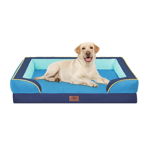Orthopedic Dog Bed for Extra Large Dogs with Bolster (42.0"L x 30.0"W x 8.5"Th / New Jersey)