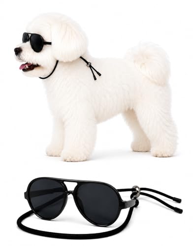 G029 Small Dog Breed up to 15lbs Cat Pet Aviator Sunglasses Glasses (Small, Up to 15lbs, Black)