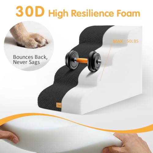 High Density Foam Dog Steps 4 Tiers (Black / 28.5*15.7*20.5)
