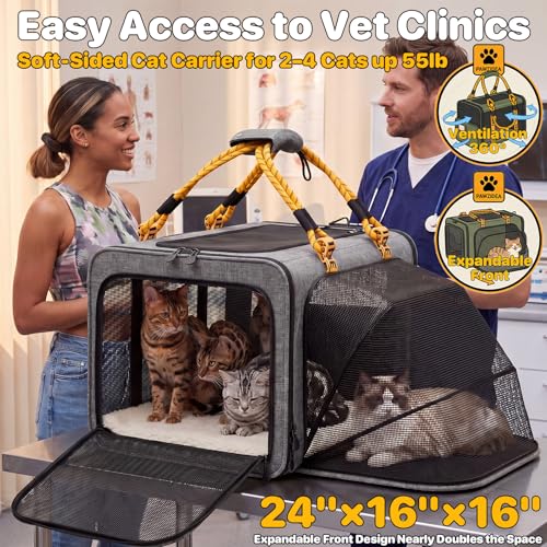 Expandable Large Pet Carrier (24.0"L x 16.0"W x 16.0"H / Mid-Hemp Gray)