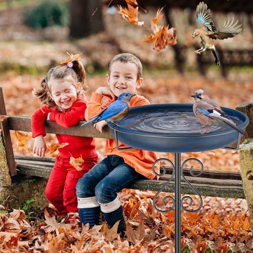 Metal Bird Bath for Outside (Vintage Blue)