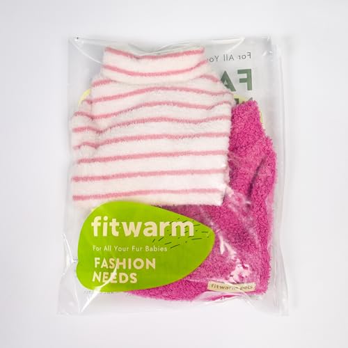 2 Pack Striped Fleece Dog Sweater (X-Large / White-Pink)
