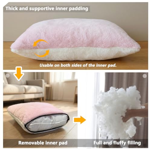 Cat Bed for Indoor Cats (Pink / M:(15.7"×15.7"×14.1"))