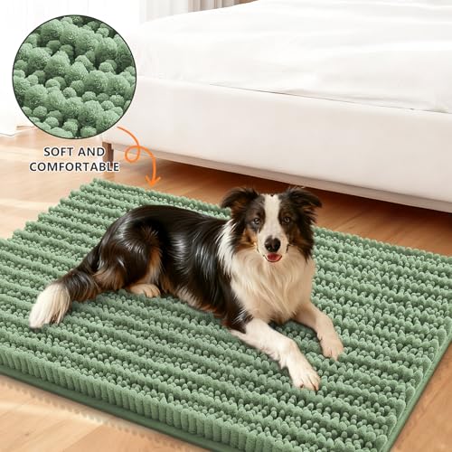 Dog Door Mat for Muddy Paws 36x24 (Layered-Olive Green / 36"X24")