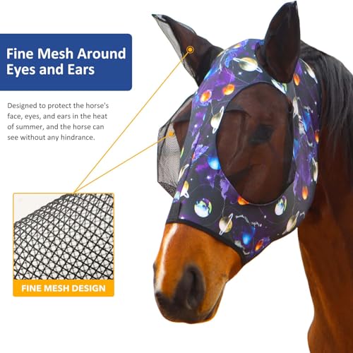 Super Comfort Stretchy Fly Mask Large Eye Space with UV Protection Soft on Skin with Breathability Star Medium (Cob (Medium) / Star)