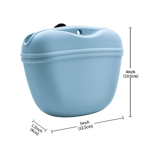 Silicone Dog Treat Pouch with Clicker Magnetic Closure Secure Clip (1 Pack / Slate)