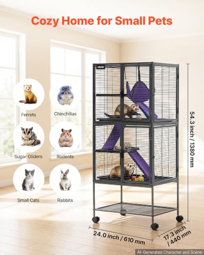 Metal Small Animal Cage 54.3" H 4 (24.0"L x 17.3"W x 54.3"H)