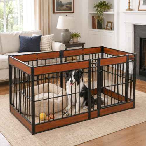 Furniture Style Dog Playpen (MAHOGANY / 6 Panels (27.5" High))